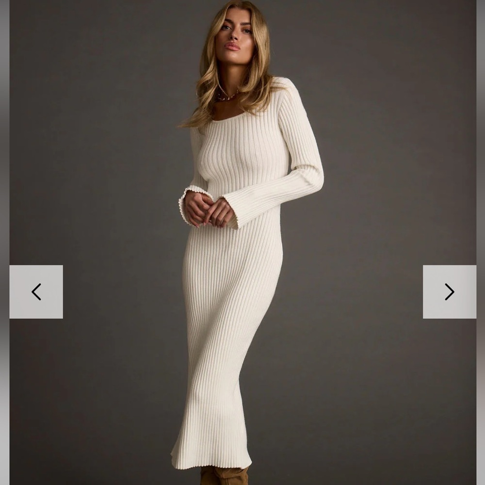 12th Tribe Gwyneth White Sweater Midi Dress XS